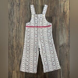 Vtg Adele Iden Quilted Overalls Sz 3 Toddler White Floral Pink Velvet Lace Trim